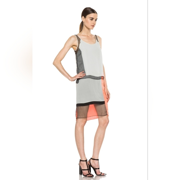 Helmut Lang Colorblock Chroma Draped Dress Size 2 - Picture 4 of 8